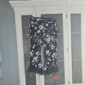Robert Louis Black and White Floral Trousers